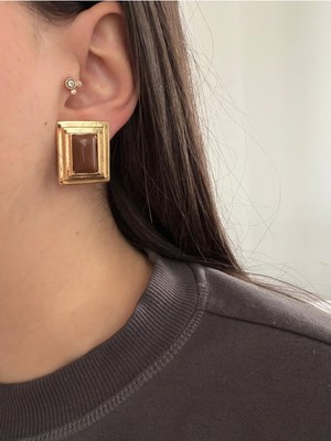 Çelik Gold Kahve Sany Küpe