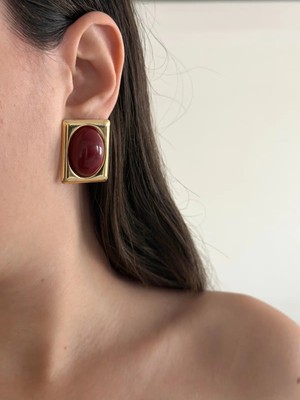 Çelik Larin Bordo Küpe