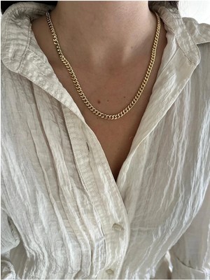 14K Çelik Üzeri Altın Kaplama Kuyumcu Işçiliği Zincir