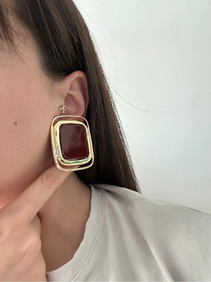 Çelik Karem Bordo Küpe