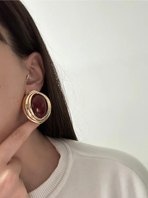 Çelik Olip Bordo Küpe