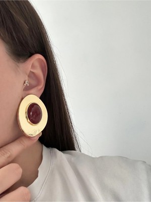 Çelik Salen Bordo Küpe