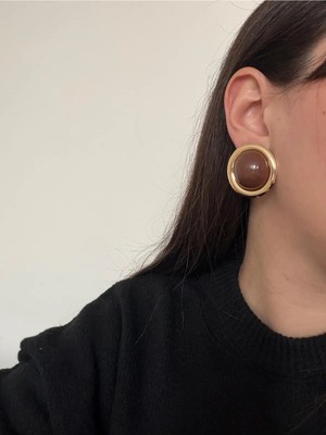 14K Çelik Üzeri Altın Kaplama Yuvarlak Küpe