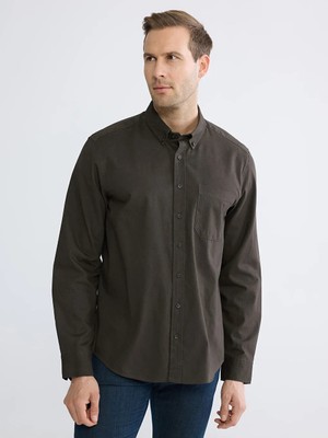 LC Waikiki Haki Regular Fit Gabardin Erkek Gömlek