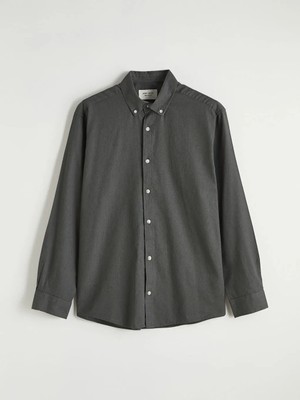 LC Waikiki Yeşil Regular Fit Keten Görünümlü Erkek Gömlek