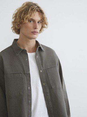 LC Waikiki Haki Loose Fit Erkek Jean Gömlek