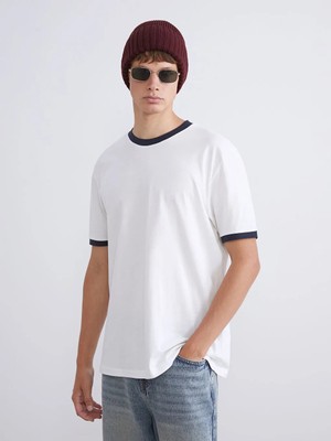 LC Waikiki Ekru Bisiklet Yaka Penye Erkek Tişört