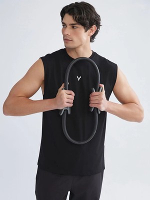 LC Waikiki Siyah Bisiklet Yaka Baskılı Erkek Kolsuz Tişört