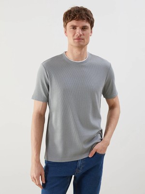 LC Waikiki Gri Bisiklet Yaka Düz Erkek Tişört