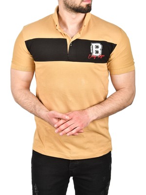 Rizzup Erkek Camel Slim Fit Nefes Alan Pamuklu Kumaş Dar Kesim Kıvrılmaz Yaka Polo Yaka Tişört 2503019
