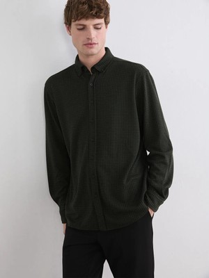 LC Waikiki Haki Regular Fit Armürlü Erkek Gömlek