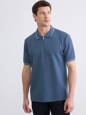 LC Waikiki Petrol Çizgili Polo Yaka Erkek Tişört