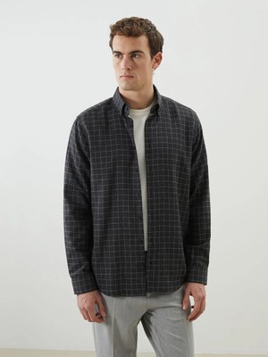 LC Waikiki Gri Regular Fit Uzun Kollu Ekose Erkek Oduncu Gömlek