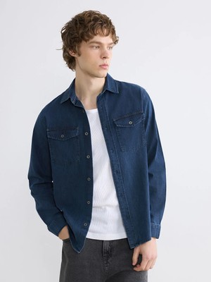 LC Waikiki Indigo Regular Fit Erkek Jean Gömlek