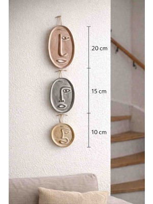 Momiko Modern Minimal Yüzler El Yapımı Beton Duvar Dekoru | Sade Seri – 3’lü Set 3