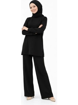 Veralya Osy Modal Yumuşak Dokulu Tesettür Ikili Takım Yan Yırtmaçlı Uzun Tunik ve Düz Paça Pantolon, Salaş Kalıp