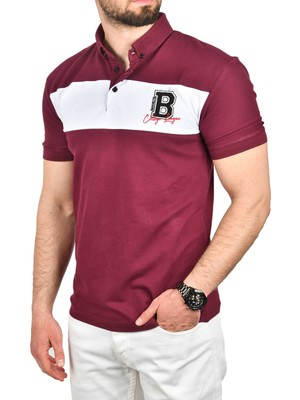 Rizzup Erkek Bordo Slim Fit Nefes Alan Pamuklu Kumaş Dar Kesim Kıvrılmaz Yaka Polo Yaka Tişört 2503019