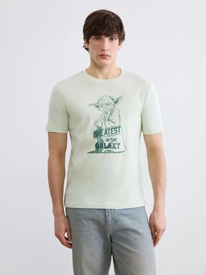 LC Waikiki Yeşil Bisiklet Yaka Star Wars Baskılı Erkek Tişört