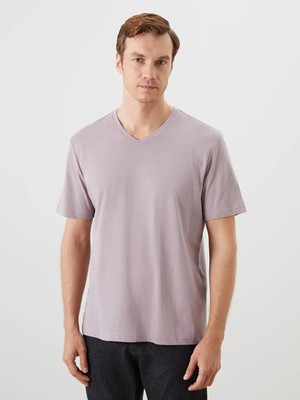 LC Waikiki Pembe V Yaka Kısa Kollu Penye Erkek Tişört