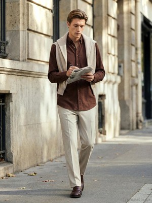 LC Waikiki Kahverengi Regular Fit Erkek Oxford Gömlek