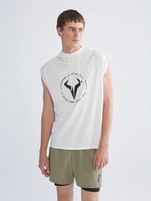 LC Waikiki Ekru Kapüşonlu Baskılı Erkek Kolsuz Tişört