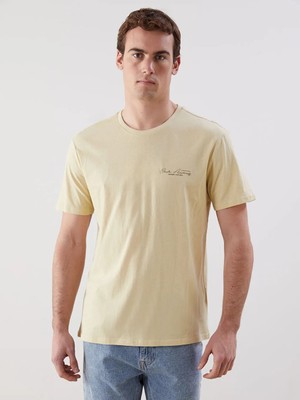 LC Waikiki Haki Bisiklet Yaka Kısa Kollu Baskılı Penye Erkek Tişört