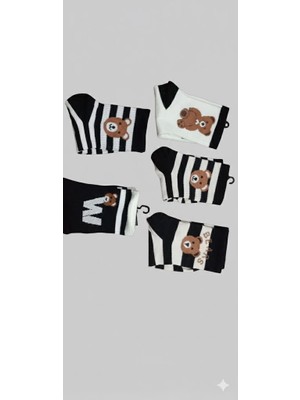 Biçomi Pamuklu Ayıcık Desenli Kolej Çorap 3 Lü Paket