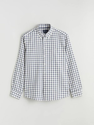 LC Waikiki Bej Regular Fit Ekose Gabardin Erkek Gömlek