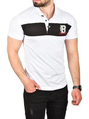 Rizzup Erkek Beyaz Slim Fit Nefes Alan Pamuklu Kumaş Dar Kesim Kıvrılmaz Yaka Polo Yaka Tişört 2503019
