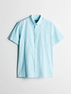 LC Waikiki Yeşil Regular Fit Keten Karışımlı Erkek Gömlek