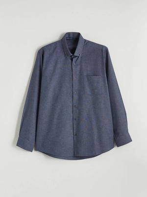 LC Waikiki Lacivert Regular Fit Gabardin Erkek Gömlek