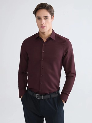 LC Waikiki Bordo Slim Fit Armürlü Erkek Gömlek