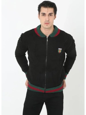 Etiler Collection Erkek Tam Fermuarlı Triko Hırka - Siyah