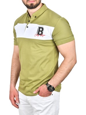Rizzup Erkek Yeşil Slim Fit Nefes Alan Pamuklu Kumaş Dar Kesim Kıvrılmaz Yaka Polo Yaka Tişört 2503019