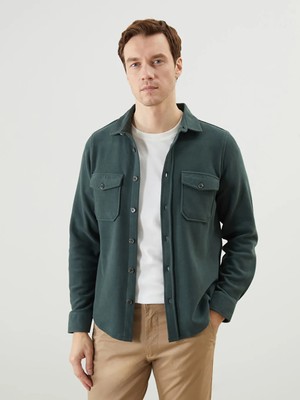 LC Waikiki Haki Slim Fit Uzun Kollu Erkek Gömlek