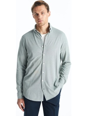 LC Waikiki Yeşil Slim Fit Uzun Kollu Oxford Erkek Gömlek