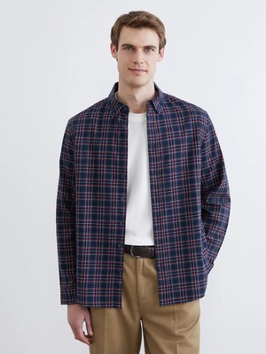 LC Waikiki Lacivert Regular Fit Uzun Kollu Ekose Erkek Oduncu Gömlek