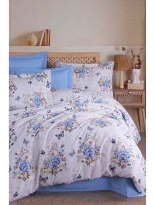 Tkçtb Çift Kişilik Nevresim Takımı Pamuklu Mavi Kelebek Tkçtb