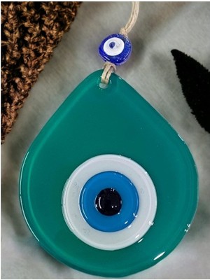 Store Mania Ieg™ Orta Boy Yeşil Damla Desen Nazar Boncuklu Duvar Dekoru Cam Duvar Süsü