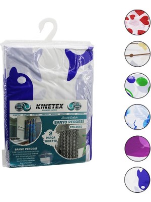 Store Mania Ieg™ Çif Kanat Polyester Banyo Perdesi 2pcs x 180X110CM - 12 Halkalı ()