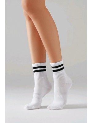 Biçomi Beyaz Sporcu Kolej Patik Çorap 3lü Set