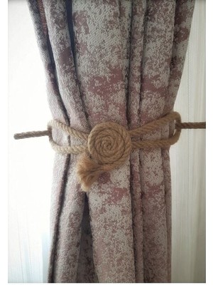 Store Mania Ieg™ 6 Adet Fon Perde Aksesuarı Braçol Tül Perde Tutacağı Perde Süsü Spiral Jüt Halat Este