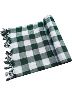 Tkçtb 150X150 cm Kareli Yer Sofra Bezi Piknik Masa Örtüsü Saçaklı Tkçtb