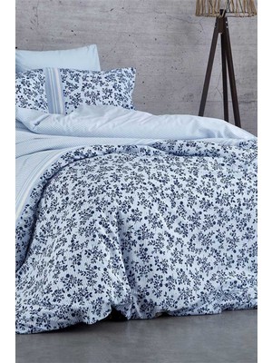 Tkçtb Çift Kişilik Nevresim Takımı Pamuklu Mavi Düş Çiçekleri Tkçtb