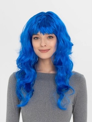 Store Mania Ieg™ Mavi Renk Uzun Dalgalı Parti Peruğu