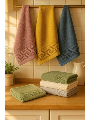 Tkçtb 6 Parça Mutfak Havlusu Seti %100 Pamuklu Baklava Tkçtb