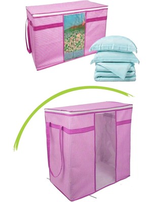 Store Mania Ieg™ Pencereli Saklama Hurcu - Pembe Beyaz Çizgili