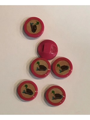 öztürk Yeşilbaş Ördek Bebe Düğmesi. 1.4cm. 6'lı Paket. Fuşya.