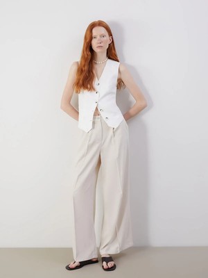 Lc Waikiki Yeni Sezon Geniş Paça Keten Karışımlı Kadın Pantolon