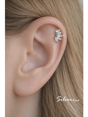 Sacce Scarves & Accessories Zirkon Taşlı Piercing Tragus Helix Kıkırdak Gümüş Renk